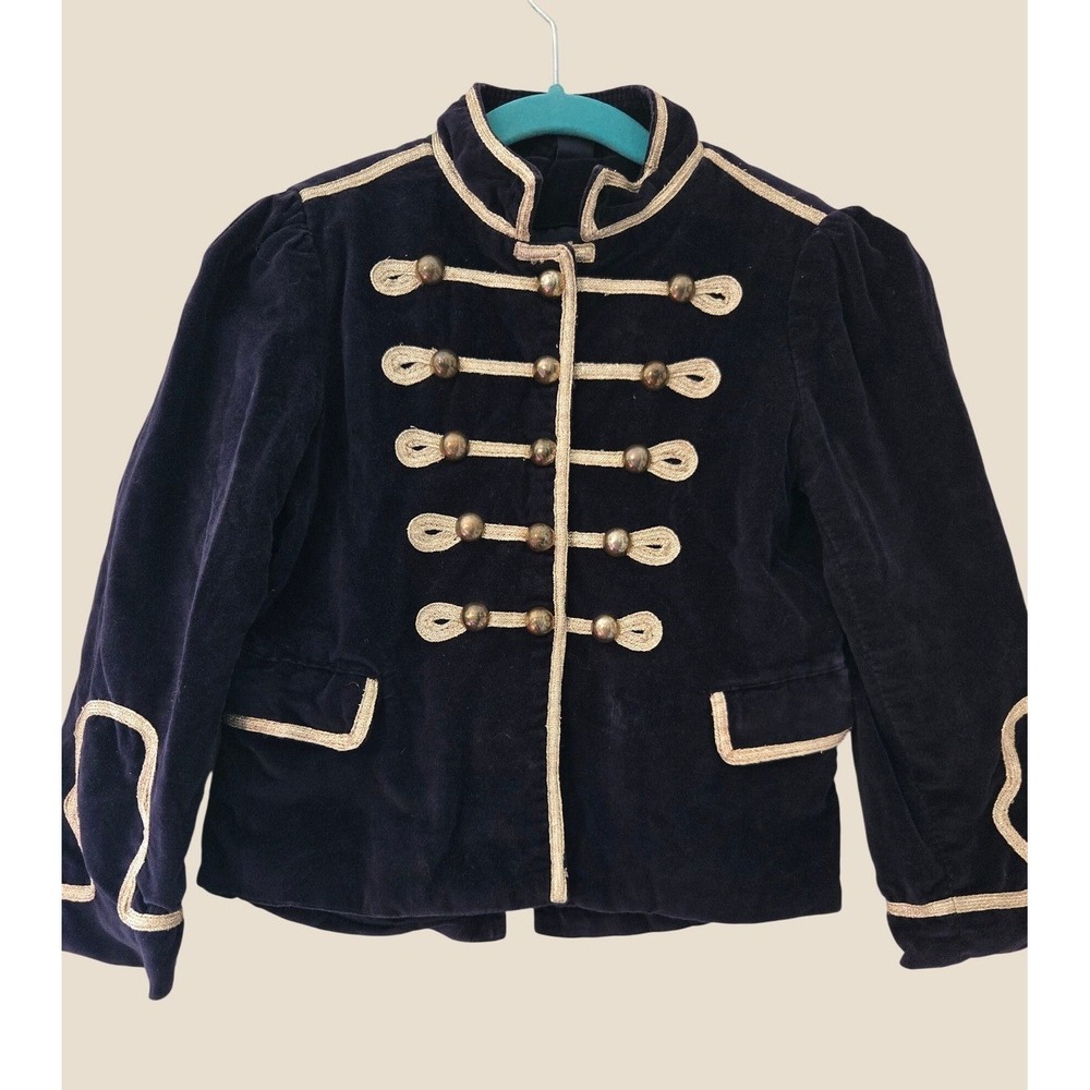 BabyGap Toddler Girls Navy Purple Velvet Military Band Jacket Gold Trim 5Y